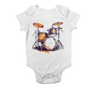 Shopagift Rock Star Metal Drum Kit Baby Grow Vest Base Vintage Retro Punk Beats Bodysuit Boys Girls