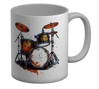 Shopagift Rock Star Metal Drum Kit Mug Base Vintage Retro Punk Beats White 11oz Large Ceramic Cup
