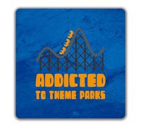 Shopagift Roller Coaster Fun 2 Pack Coasters Addicted to Theme Parks - 9cm x 9cm