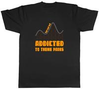 Shopagift Roller Coaster Fun Mens T-Shirt Addicted to Theme Parks Tee Black