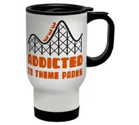 Shopagift Roller Coaster Fun Travel Mug Addicted to Theme Parks Stainless Steel 14oz Cup