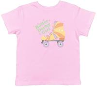 Shopagift Roller Derby Girl Kids T-Shirt Roller Skates Skater Sport Childrens Tee Gift Light Pink