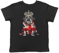 Shopagift Royal British Bulldog Kids T-Shirt Union Jack Crown Childrens Tee Boys Girls
