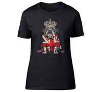 Shopagift Royal British Bulldog Womens T-Shirt Union Jack Crown Ladies Tee
