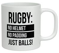 Shopagift Rugby - No Helmet No Padding Just Balls White 10oz Novelty Gift Mug Cup
