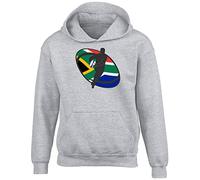 Shopagift Rugby South Africa Childrens Kids Hooded Top Hoodie Grey