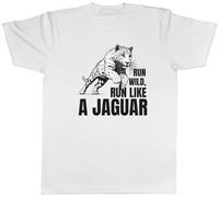 Shopagift Run Wild Mens T-Shirt Run Like a Jaguar Tee White