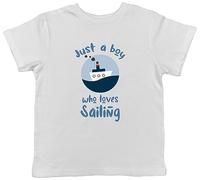 Shopagift Sailing Kids T-Shirt Just A Boy Who Loves Sailing Childrens Tee Gift White
