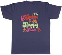 Shopagift Salsa is My Happy Place Mens T-Shirt Salsa Dancing Music Dance Cuban Tee Navy Blue