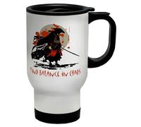 Shopagift Samurai Ninja Travel Mug Find Balance in Chaos Katana Stainless Steel 14oz Cup