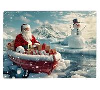 Shopagift Santa Claus Christmas Boat Glass Chopping Board Large Kitchen Worktop Saver 39cm x 28cm