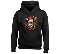 Shopagift Santa Claus Skull Kids Hoodie Father Christmas Xmas Skeleton Hoody Hooded Top Boys Girls Black