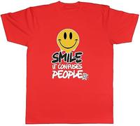 Shopagift Sarcasm Mens T-Shirt Smile it Confuses People Tee Red