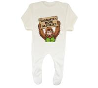 Shopagift Sasquatch Mode Activated Baby Romper Bigfoot Yeti Abdominal Snowman Boys Girls White