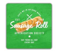 Shopagift Sausage Roll Appreciation Society 2 Pack Coasters Funny Eat Them All Day - 9cm x 9cm