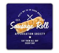 Shopagift Sausage Roll Appreciation Society 2 Pack Coasters Funny Eat Them All Day - 9cm x 9cm