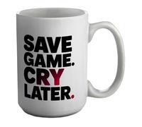 Shopagift Save Game. Cry Later. Funny Video Gaming Gamer Mug White 15oz Large Ceramic Cup