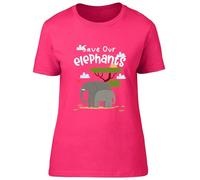 Shopagift Save Our Elephants Womens T-Shirt Protect Wildlife Animals Ladies Tee Pink