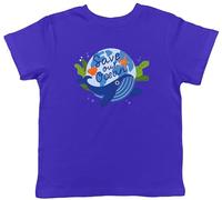 Shopagift Save Our Ocean Kids T-Shirt Whale Starfish Shell Earth Sea Childrens Tee Boys Girls Blue