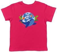 Shopagift Save Our Ocean Kids T-Shirt Whale Starfish Shell Earth Sea Childrens Tee Boys Girls Pink