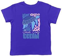 Shopagift Save Our Ocean Sea Turtle Sea Creatures Kids T-Shirt Childrens Tee Boys Girls Blue