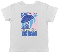 Shopagift Save Our Ocean Sea Turtle Sea Creatures Kids T-Shirt Childrens Tee Boys Girls White