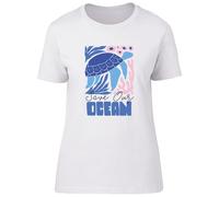 Shopagift Save Our Ocean Sea Turtle Sea Creatures Womens T-Shirt Ladies Tee White