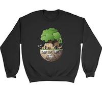 Shopagift Save Our Planet Protect Our Wildlife Kids Childrens Jumper Sweatshirt Black