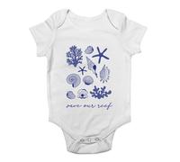 Shopagift Save our Reef Shell Coral Star Fish Ocean Day Baby Vest Bodysuit Boys Girls