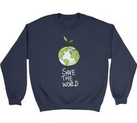 Shopagift Save the World Kids Sweatshirt Global Warming Sustainable Green Planet Jumper Boys Girls