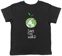 Shopagift Save The World Kids T-Shirt Global Warming Sustainable Green Planet Childrens Tee Boys Girls