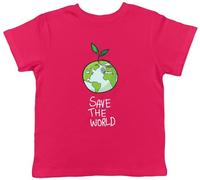 Shopagift Save The World Kids T-Shirt Global Warming Sustainable Green Planet Childrens Tee Boys Girls