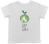 Shopagift Save The World Kids T-Shirt Global Warming Sustainable Green Planet Childrens Tee Boys Girls