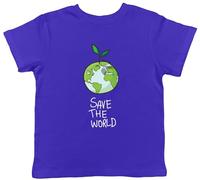 Shopagift Save The World Kids T-Shirt Global Warming Sustainable Green Planet Childrens Tee Boys Girls