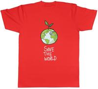 Shopagift Save The World Mens T-Shirt Global Warming Sustainable Green Planet Tee