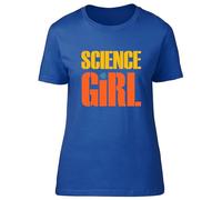 Shopagift Science Girl Womens T-Shirt Scientist Atoms Lab Physics Ladies Tee Blue