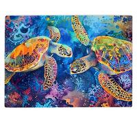 Shopagift Sea Turtles Ocean Sea Glass Chopping Board Large Kitchen Worktop Saver 39cm x 28cm