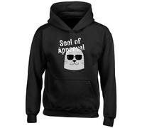 Shopagift Seal of Approval Kids Hoodie Protect Seals Raise Awareness Hoody Hooded Top Boys Girls Black