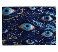 Shopagift Sequin Print Evil Eye Glass Chopping Board Large Kitchen Worktop Saver 39cm x 28cm