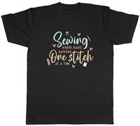 Shopagift Sewing Lover Mens T-Shirt One Stitch at a Time Tee Gift Black
