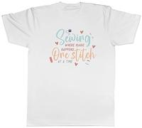 Shopagift Sewing Lover Mens T-Shirt One Stitch at a Time Tee Gift White