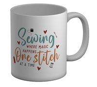 Shopagift Sewing Lover Mug One Stitch at a Time White 11oz Large Gift Ceramic Cup