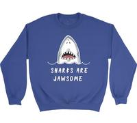Shopagift Sharks are Jawsome Kids Sweatshirt Funny Ocean Fish Jumper Boys Girls Blue