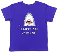Shopagift Sharks are Jawsome Kids T-Shirt Funny Ocean Fish Childrens Tee Boys Girls Blue