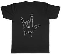 Shopagift Sign Language Mens T-Shirt Hand Sign I Love You Tee Gift Black