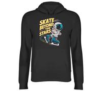 Shopagift Skate Beyond the Stars Hoodie Unisex Ice Skating Astronaut Space Galaxy Hoody Hooded Top