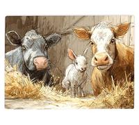 Shopagift Sketch of Cows in Hay Barn Glass Chopping Board Large Kitchen Worktop Saver 39cm x 28cm