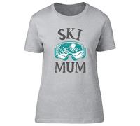 Shopagift Ski Mum Womens T-Shirt Mummy Who Loves Skiing Ladies Tee Grey