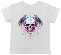 Shopagift Skull Birds Dream Catcher Kids T-Shirt Crystal Moon Pastel Gothic Childrens Tee Boys Girls White