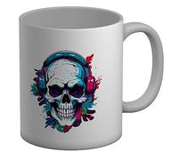 Shopagift Skull Headphones Mug Dj Gothic Music Punk Emo White 11oz Large Gift Ceramic Cup